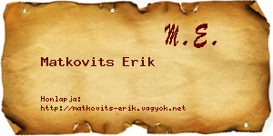 Matkovits Erik névjegykártya
